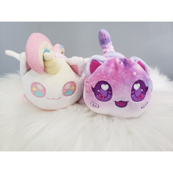 Lot 2 Aphmau Mystery MeeMeows Rainbow Unicorn Stars 6” Plush Caticorn Pastel Cat - Picture 1 of 5